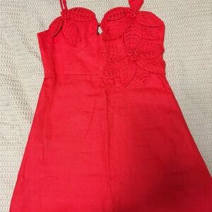 Farm Rio red linen dress